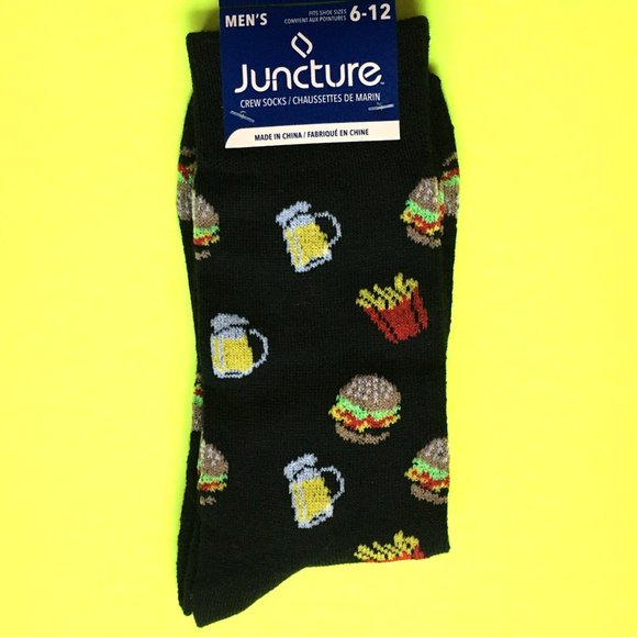 **3/$15* Mens Fun Beer, Burger and Fries Socks - Picture 1 of 4